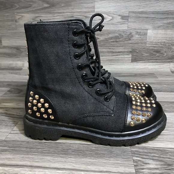 Gia-Mia Black Combat Boots - Picture 2 of 7
